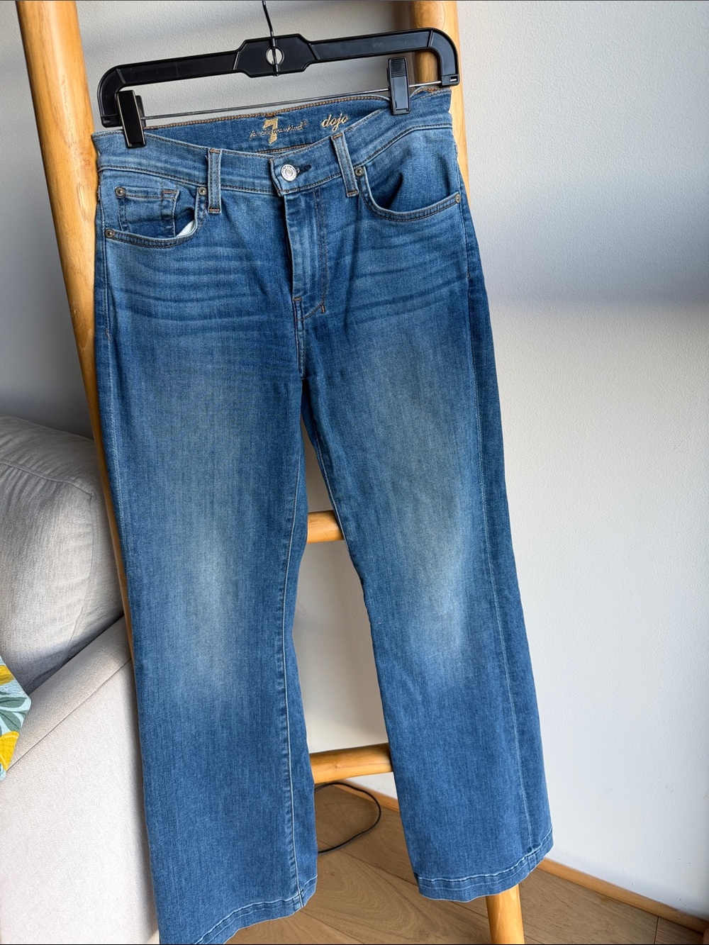 7 For All Mankind Women's Medium Blue Flare Wide-Leg Jeans